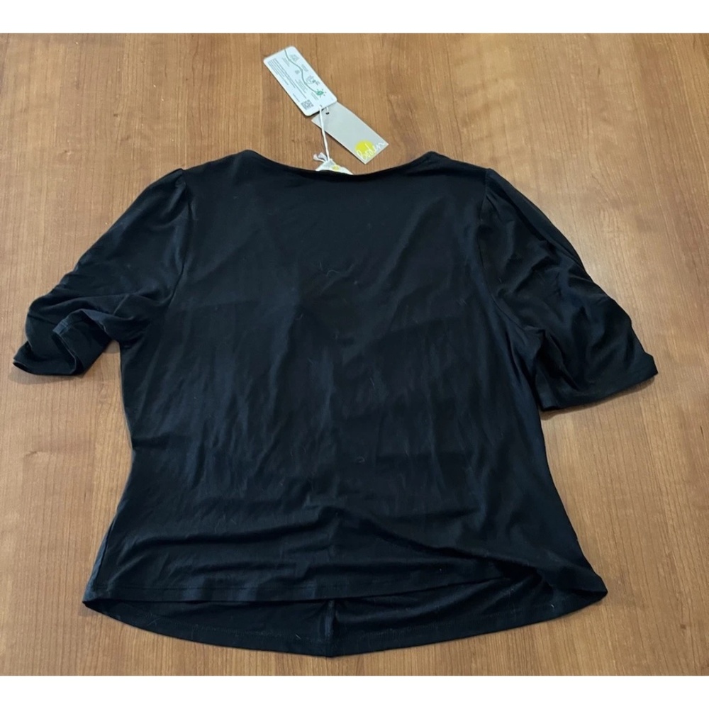 NWT Boden Women’s Black Ruched Short Sleeve Top 12 British Whimsigoth Goth - Picture 7 of 8